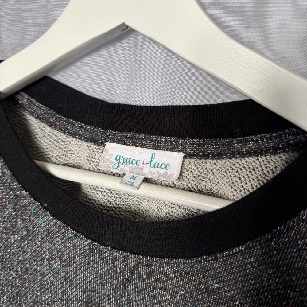 Grace & Lace Glitter Crewneck Pullover Sweatshirt - Picture 2 of 5